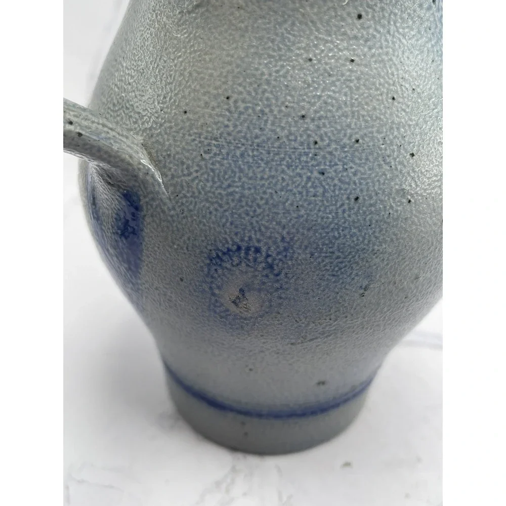 Vintage‎ Stoneware Salt Glazed Stein/Tankard Cobalt Blue w/Pewter Lid 8.5